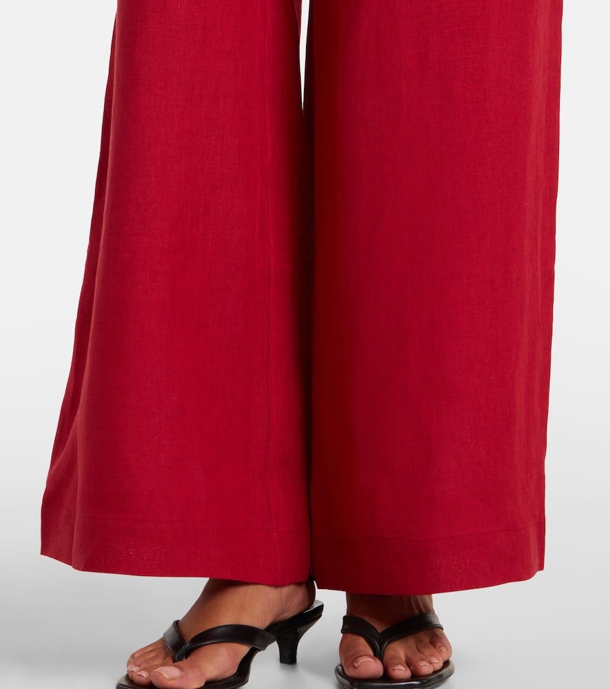 Eres Select Linen Wide-leg Pants In Red
