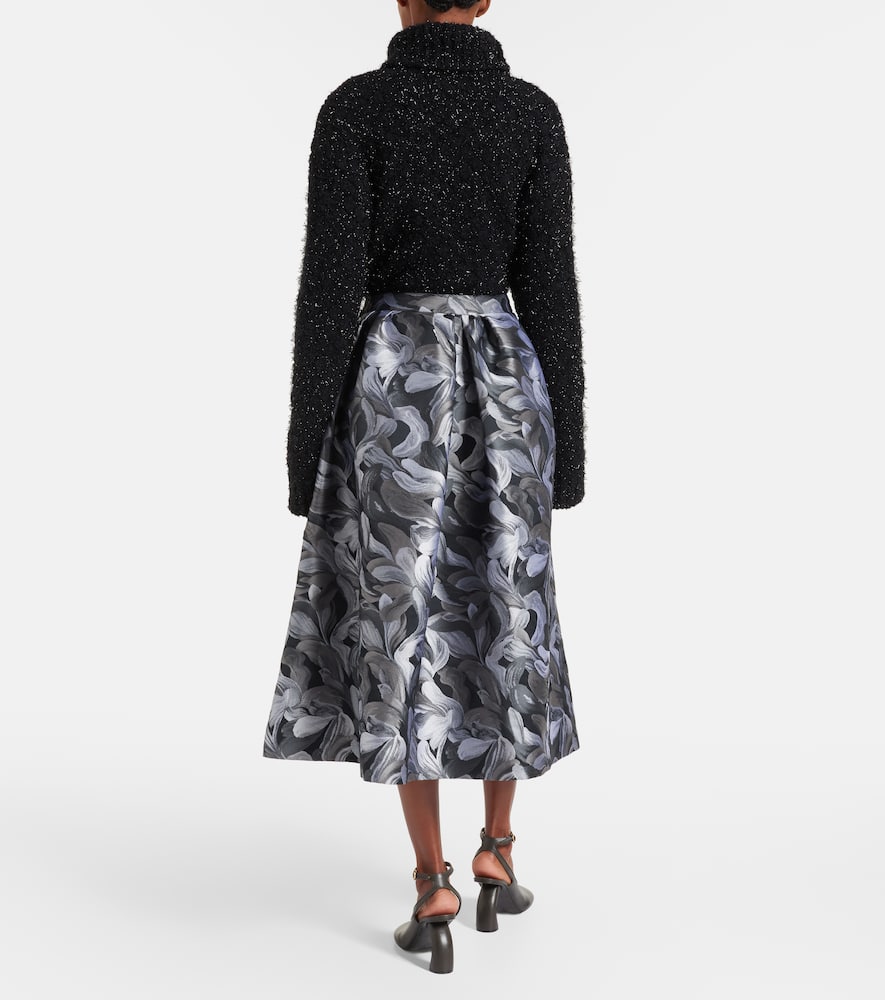 Dries Van Noten Pleated Brocade Midi Skirt In Multi