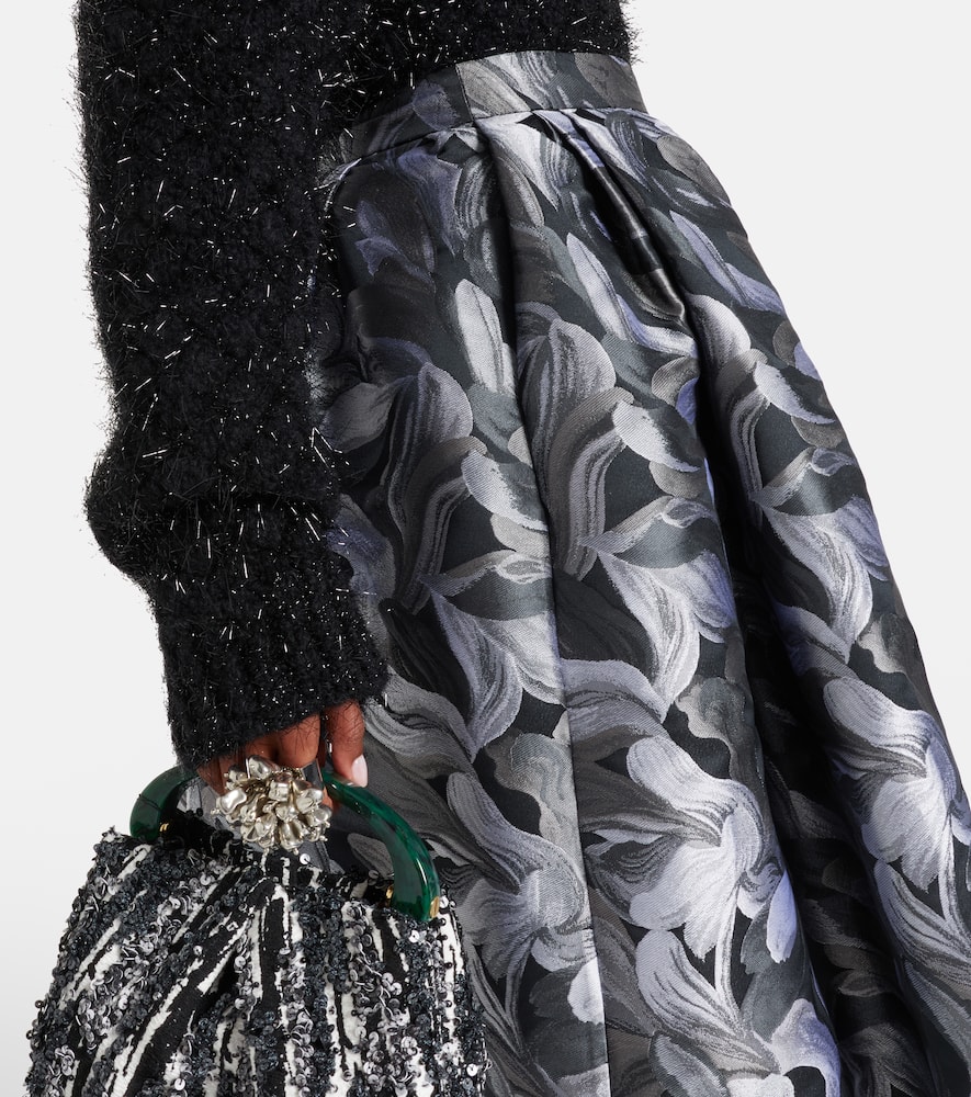 Dries Van Noten Pleated Brocade Midi Skirt In Multi