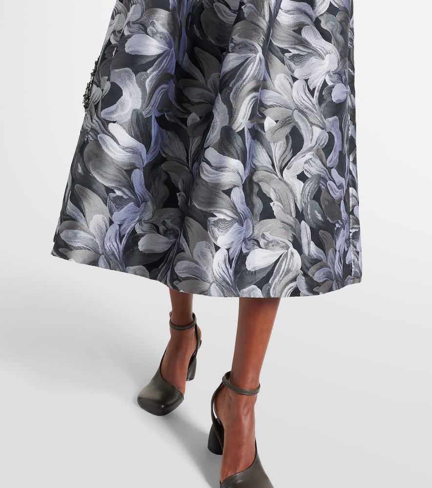 Dries Van Noten Pleated Brocade Midi Skirt In Multi