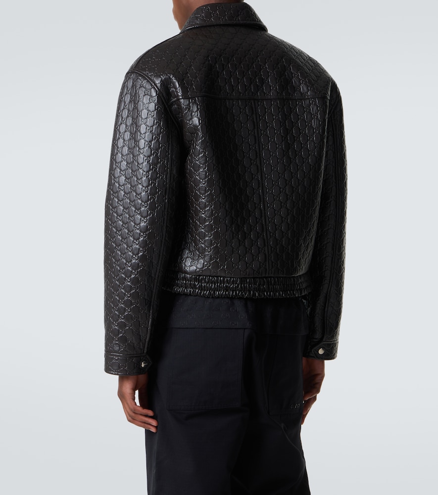 Gucci Gucci Gg Debossed Leather Blouson Jacket 