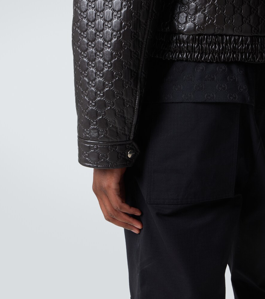  Gucci Gucci Gg Debossed Leather Blouson Jacket 