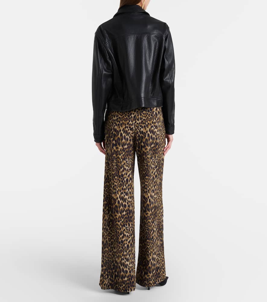 Nili Lotan Adriel Leopard-print Wide-leg Pants In Brown