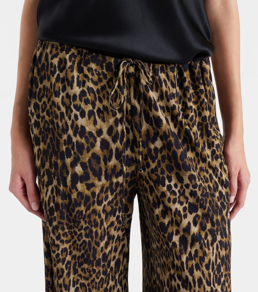 Nili Lotan Adriel Leopard-print Wide-leg Pants In Brown