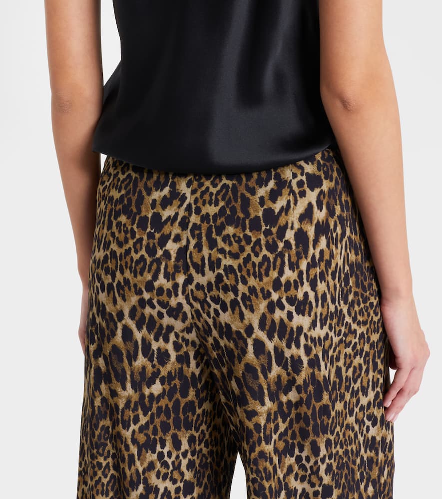 Nili Lotan Adriel Leopard-print Wide-leg Pants In Brown