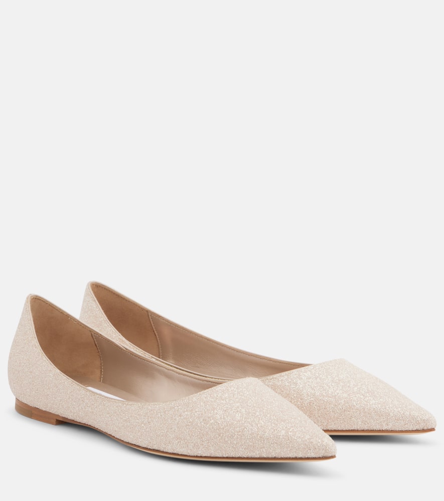 Jimmy Choo Love Glitter Ballet Flats In Gold