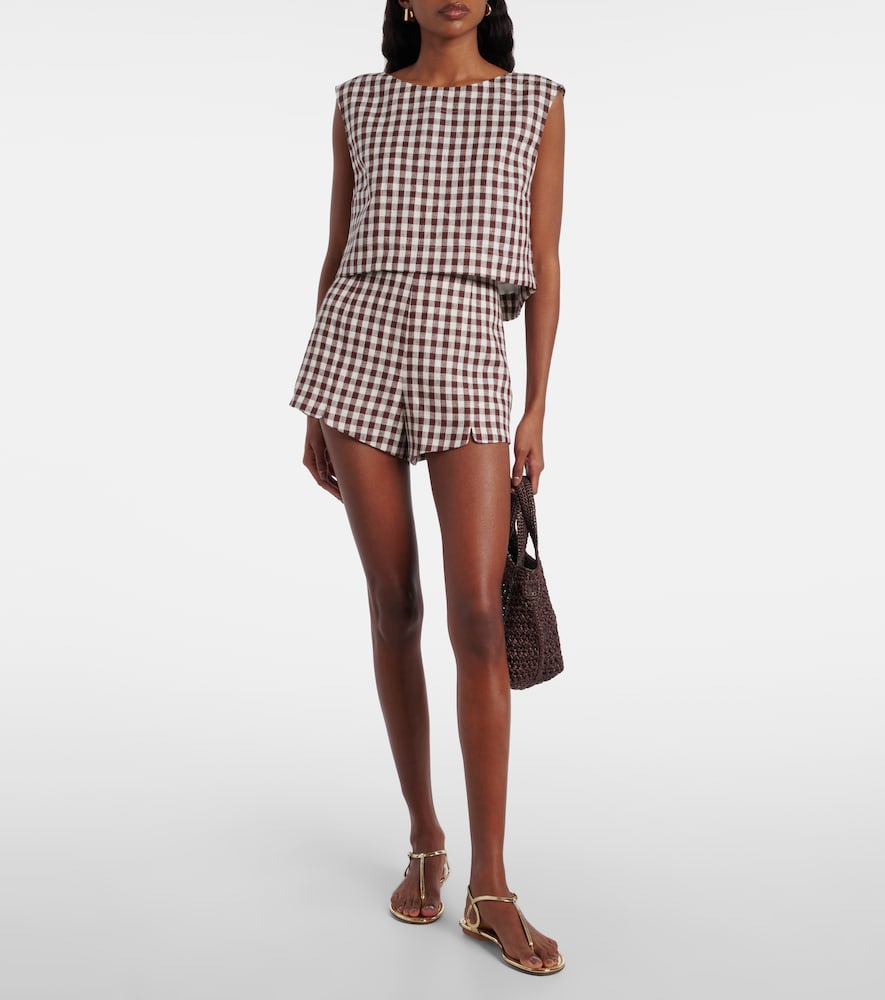 Posse Martina gingham linen crop top