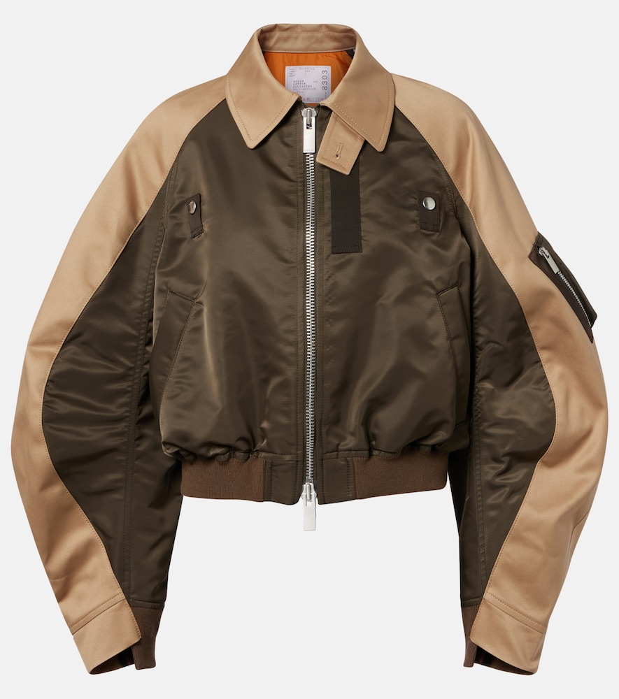 Sacai Cropped Cotton Chino and Twill Blouson Jacket
