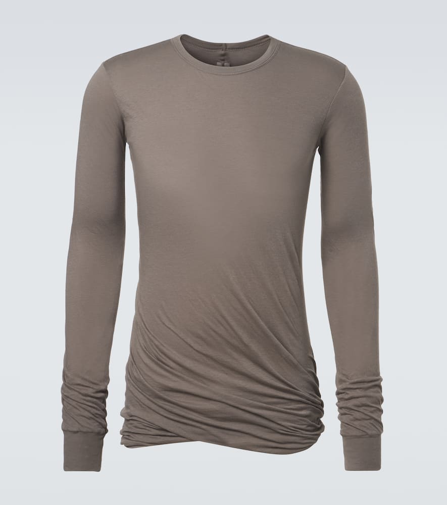 Rick Owens Draped Cotton Jersey Top In Gray