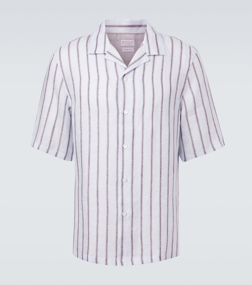 BRUNELLO CUCINELLI Brunello Cucinelli Striped linen bowling shirt　Brunello Cucinelli ストライプリネンボーリングシャツ