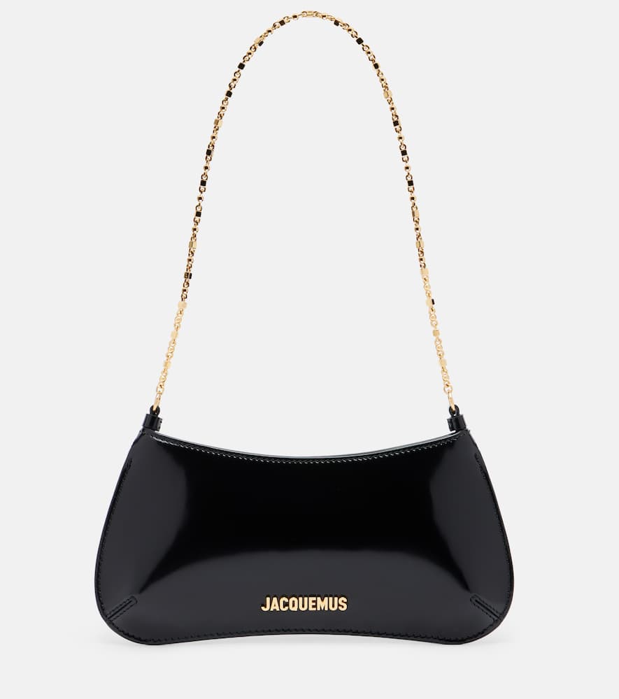 Jacquemus Bisou Chaine Small Leather Shoulder Bag In Black