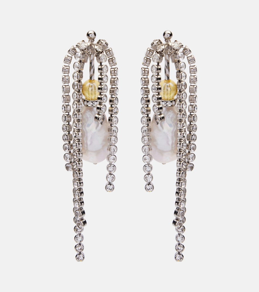 Dries Van Noten Embellished Drop Earrings In Silver