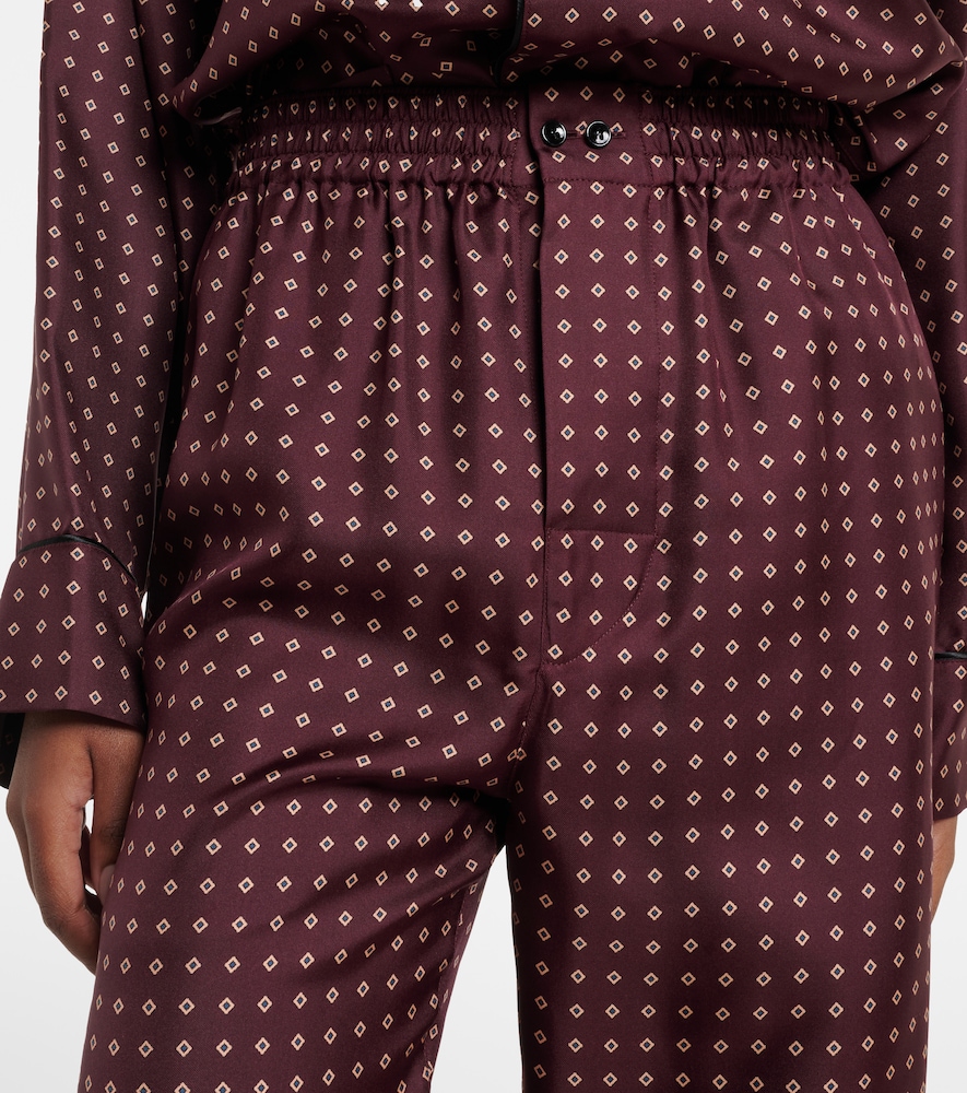  Saint Laurent Saint Laurent Pantalones De Pijama De Satén De Seda Estampados 