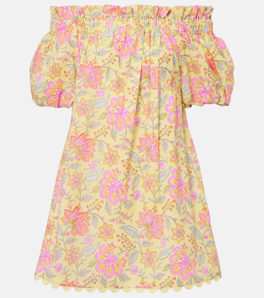 Juliet Dunn Floral off-shoulder cotton minidress