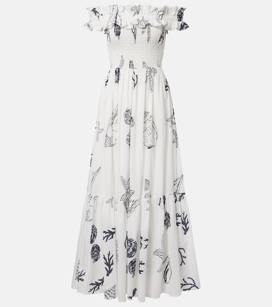 Poupette St Barth Suzanne shirred cotton muslin maxi dress