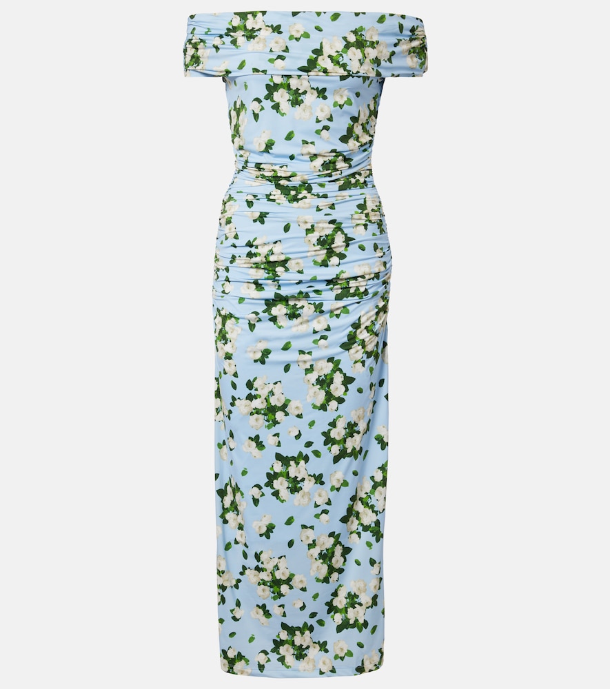 Carolina Herrera Floral ruched jersey midi dress