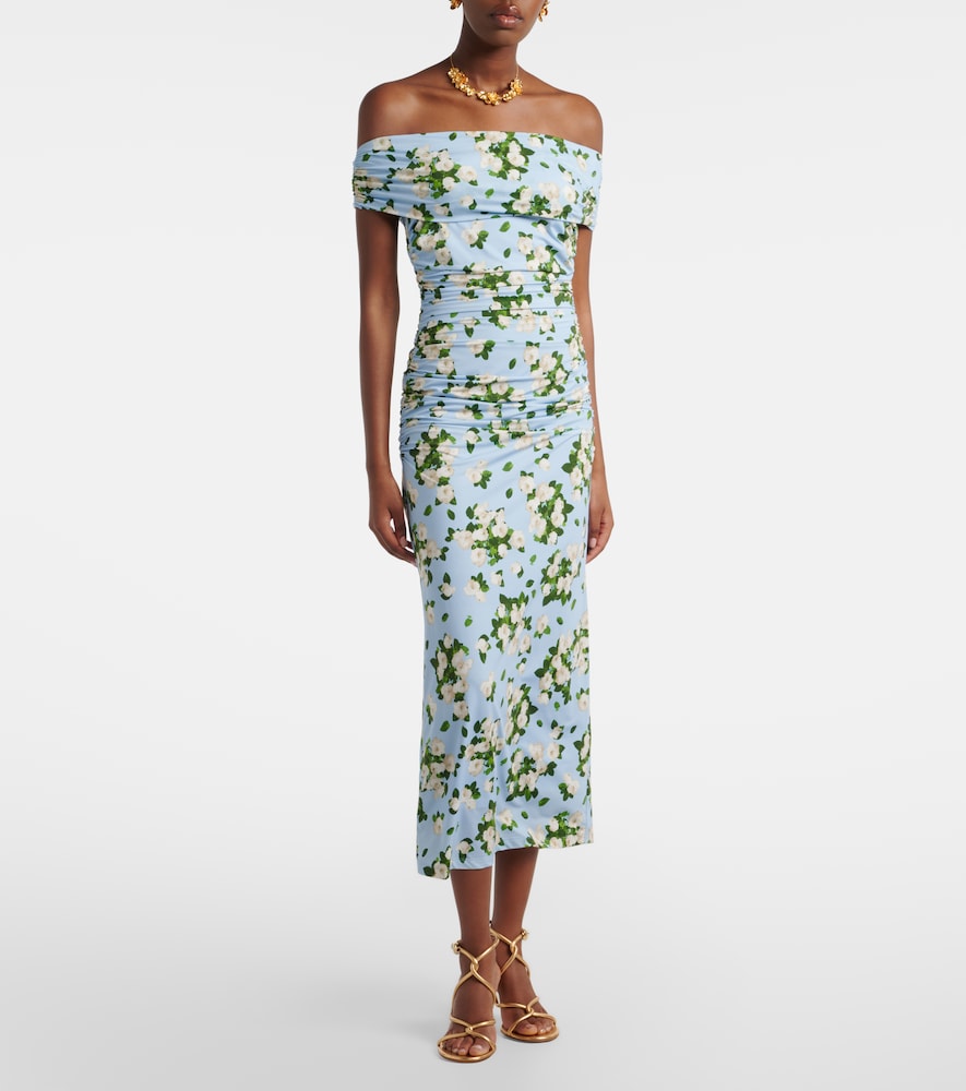 Carolina Herrera Floral ruched jersey midi dress
