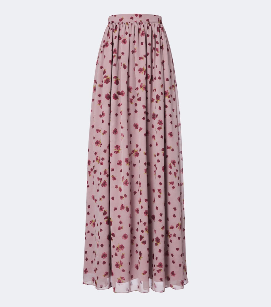 Markarian Morgaine Floral Chiffon Maxi Skirt In Pink