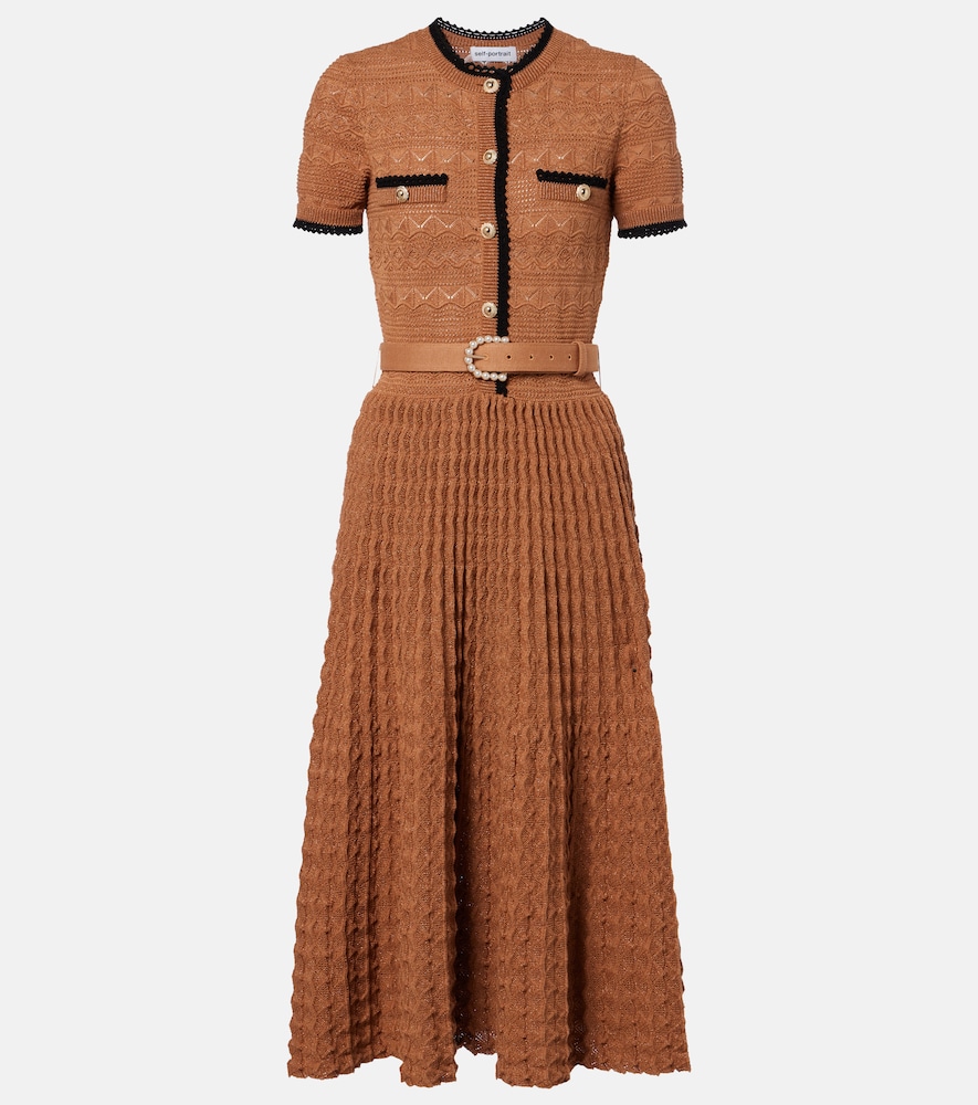 Abito midi in misto cotone pointelle