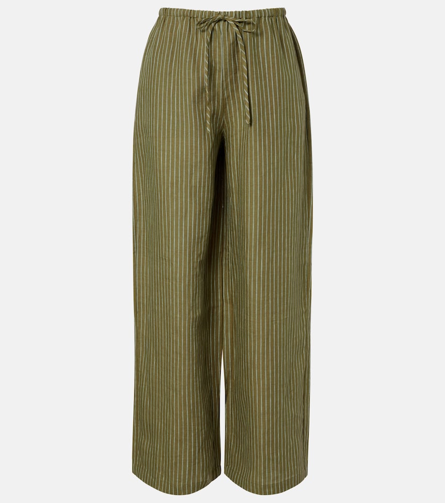 Pantaloni Mateo a gamba larga in lino a righe