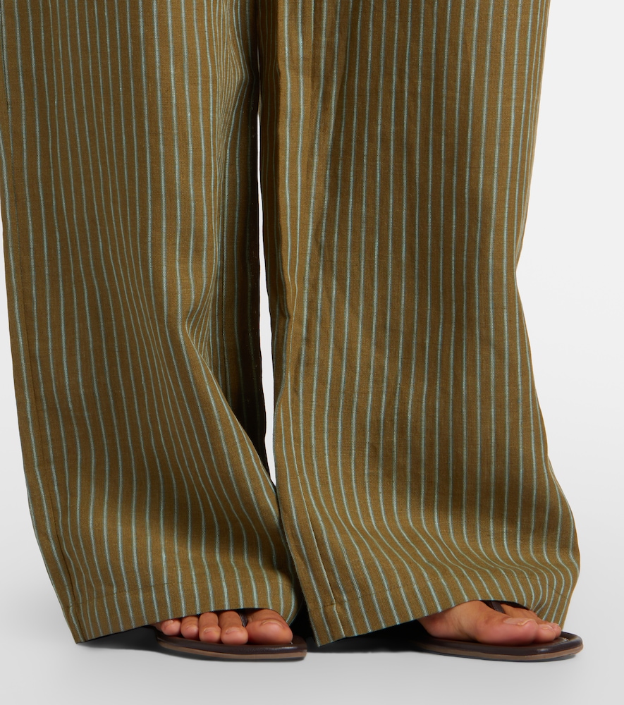  Staud Staud Mateo Pinstripe Linen Wide-leg Pants 