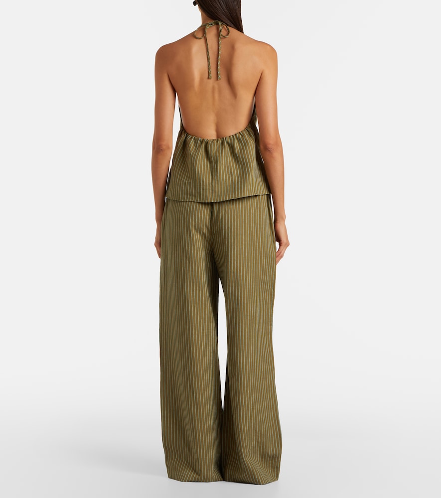  Staud Staud Mateo Pinstripe Linen Wide-leg Pants 