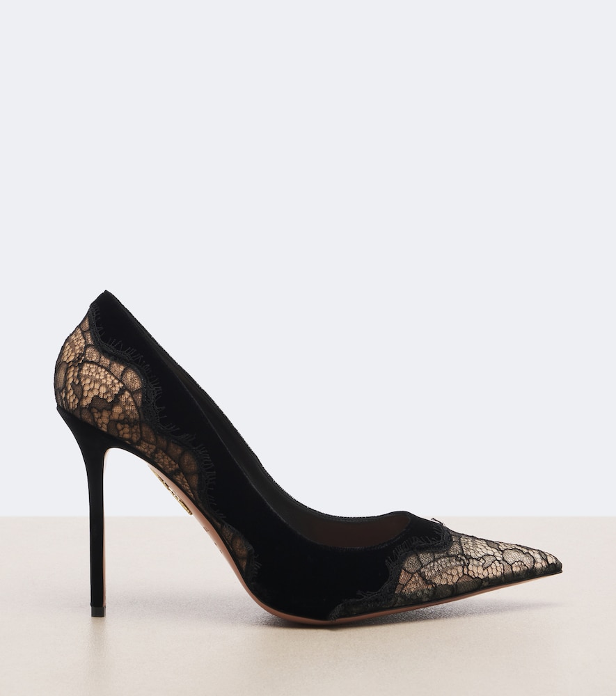 Meadow Lace-Trimmed Velvet Pumps