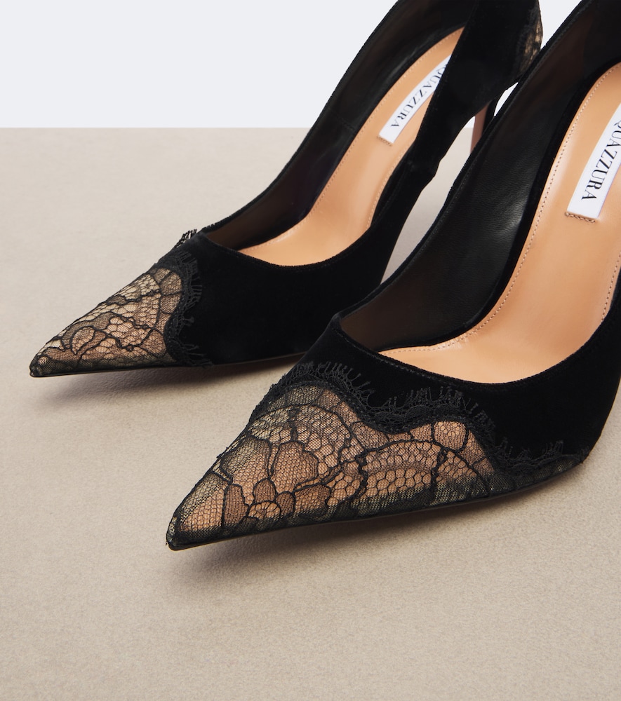 Meadow Lace-Trimmed Velvet Pumps