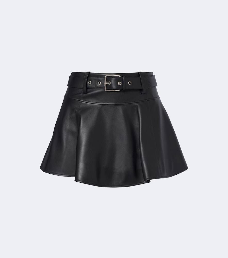 Minigonna in pelle con cintura