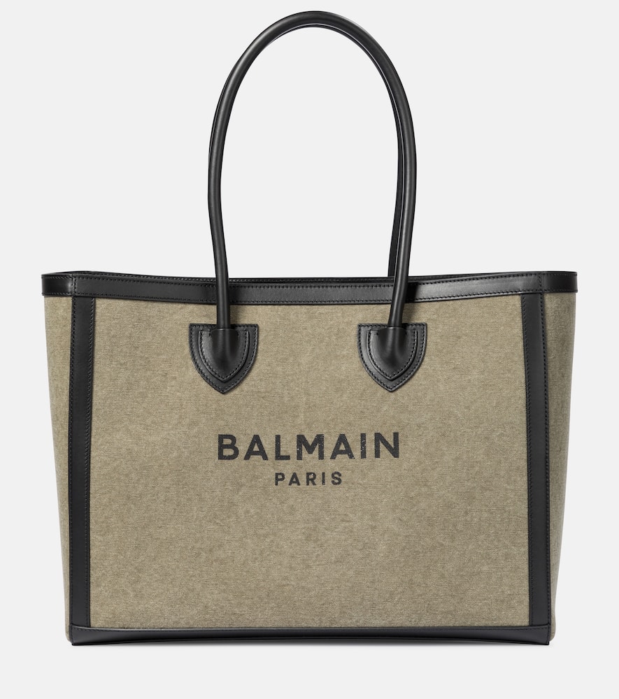 Click to view more detailed imagery on our partner's website Balmain Women's B-army Leather-trimmed Canvas Tote In Green