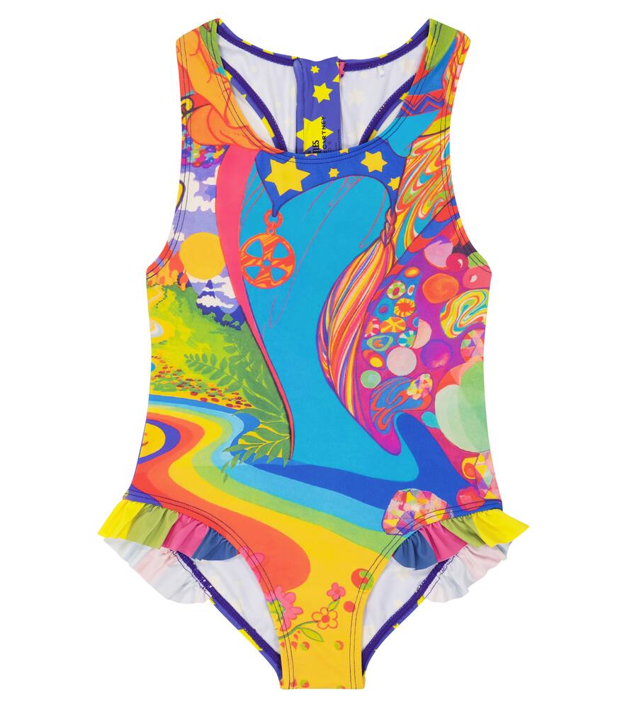 Stella McCartney Kids Ruffle-trimmed printed swimsuit