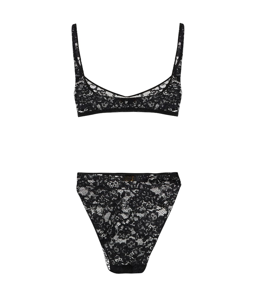 Oseree Lace Bra And Underwear Set In Black ModeSens