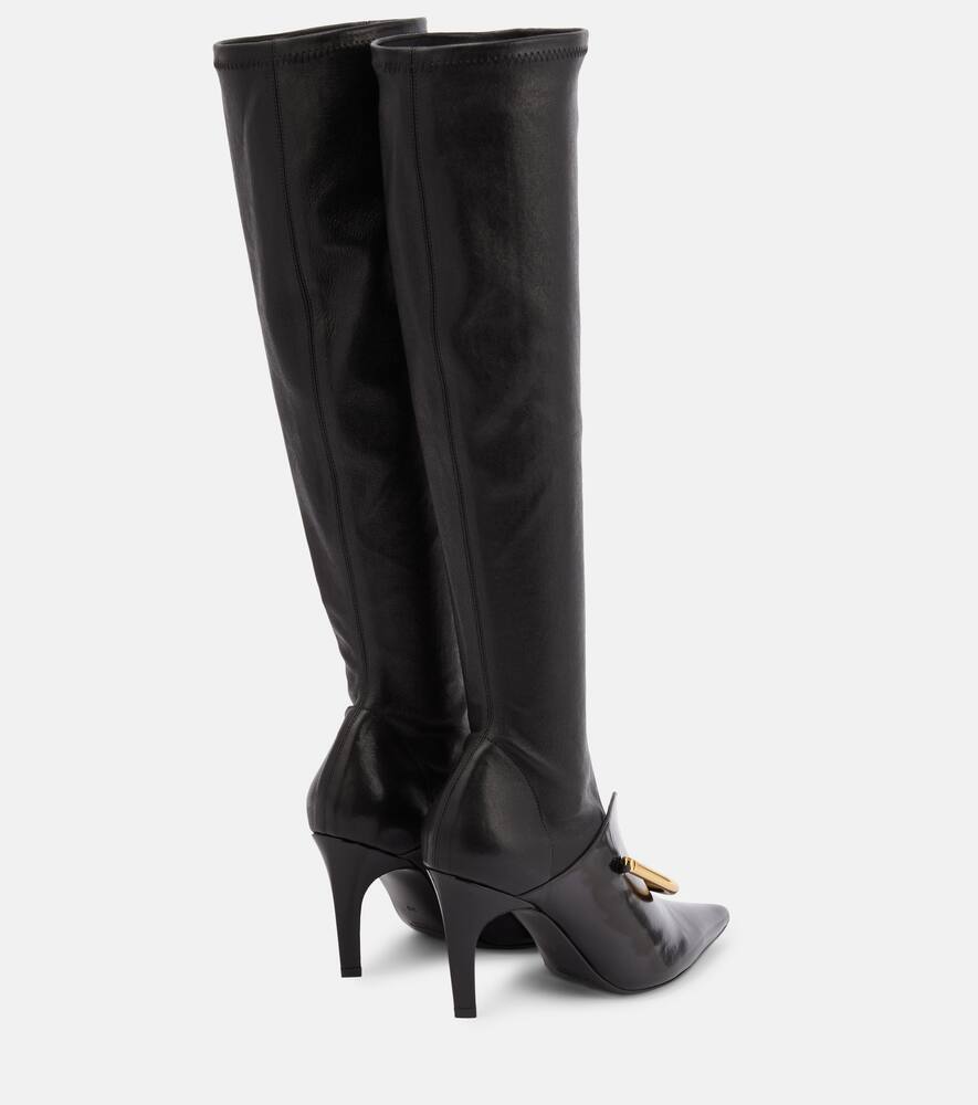 Shop Jil Sander Embellished Leather Knee-high Boots In Black