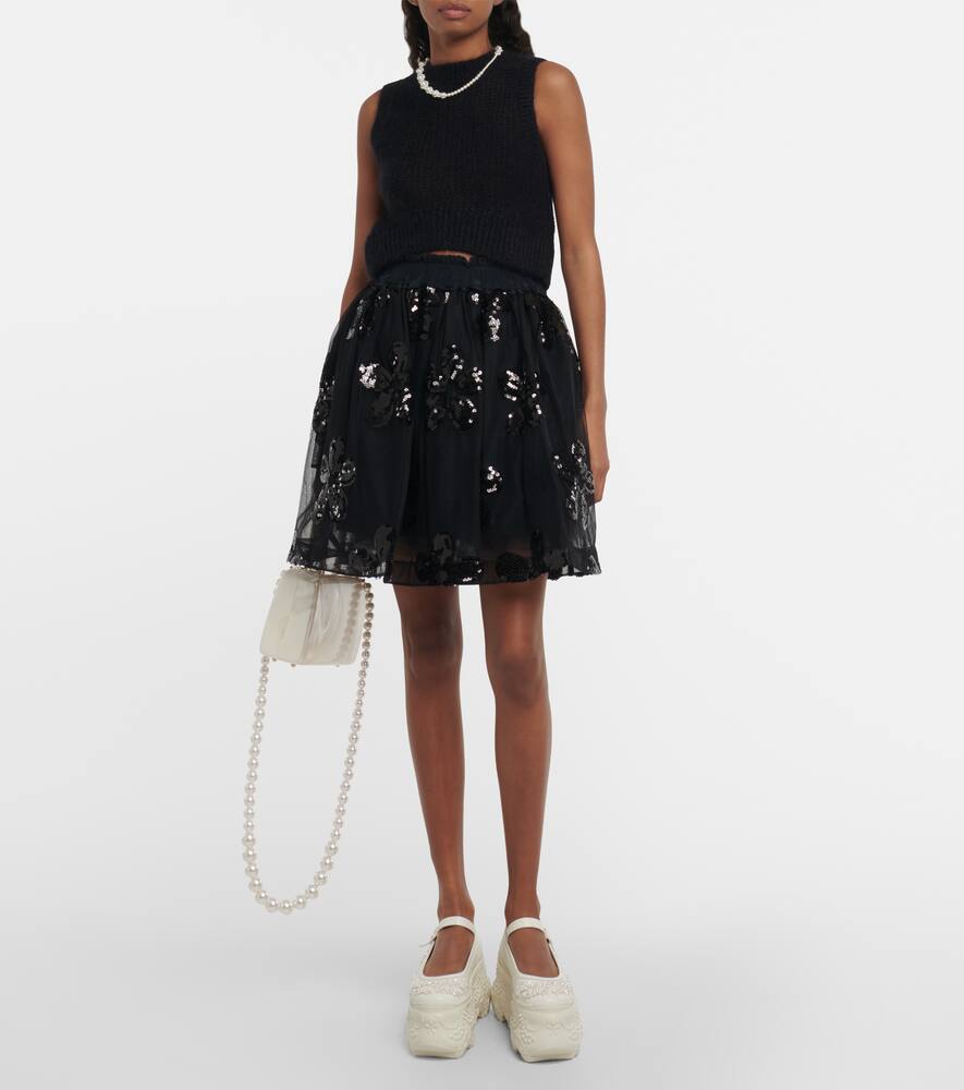 SIMONE ROCHA 亮片薄纱迷你半身裙
