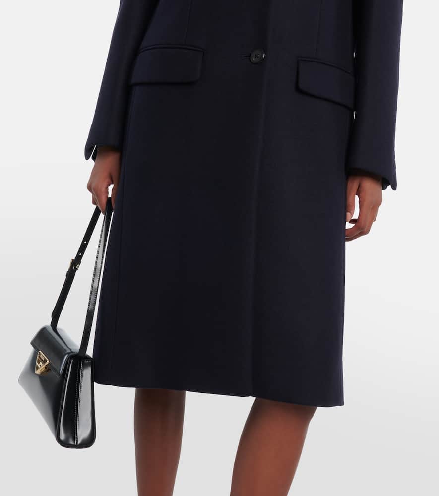 Prada Single-breasted Cachemire And Wool Coat With Collar In Blue