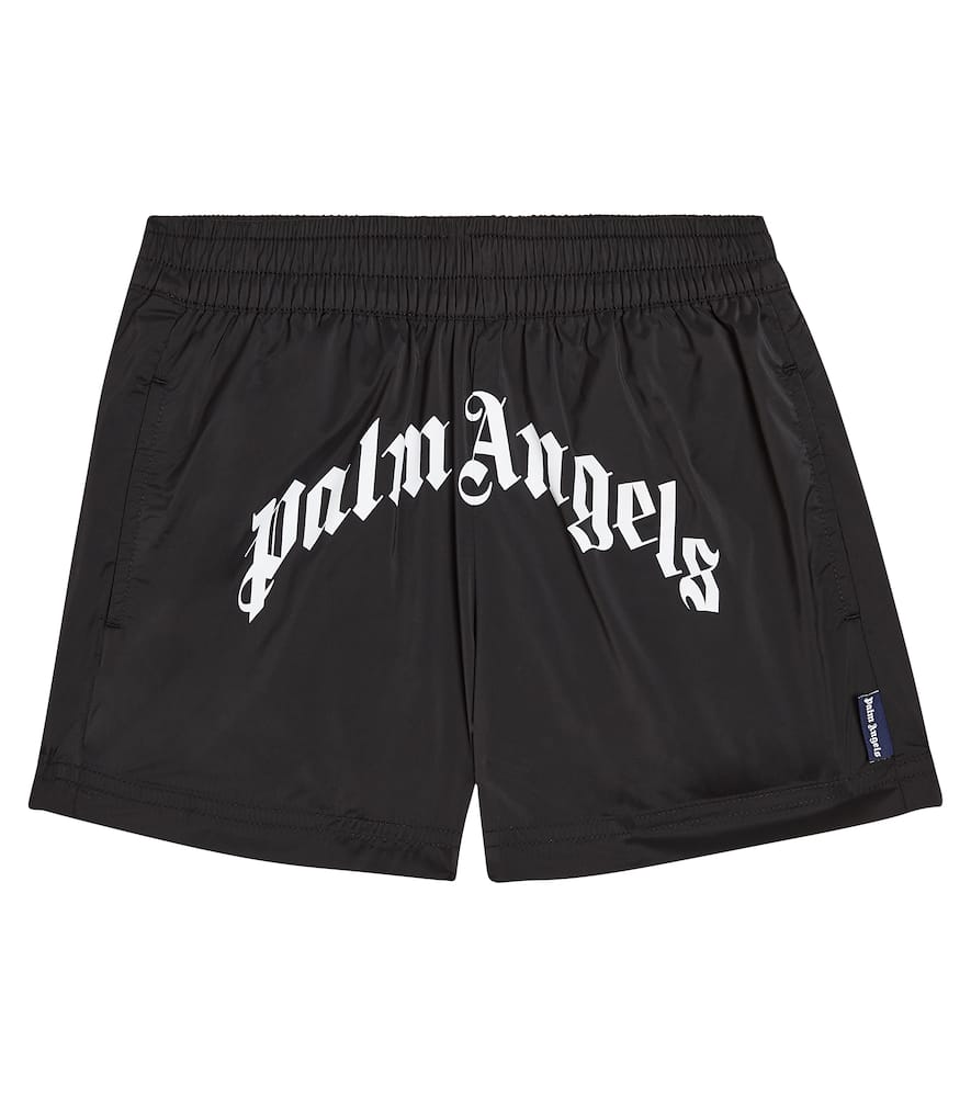 Palm Angels Logo-print Elasticated Swim Shorts In Black