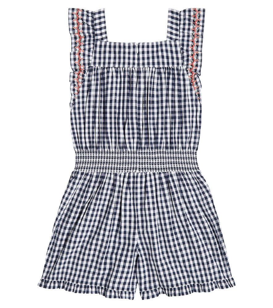  Tartine Et Chocolat Tartine Et Chocolat Embroidered Gingham Cotton Playsuit 