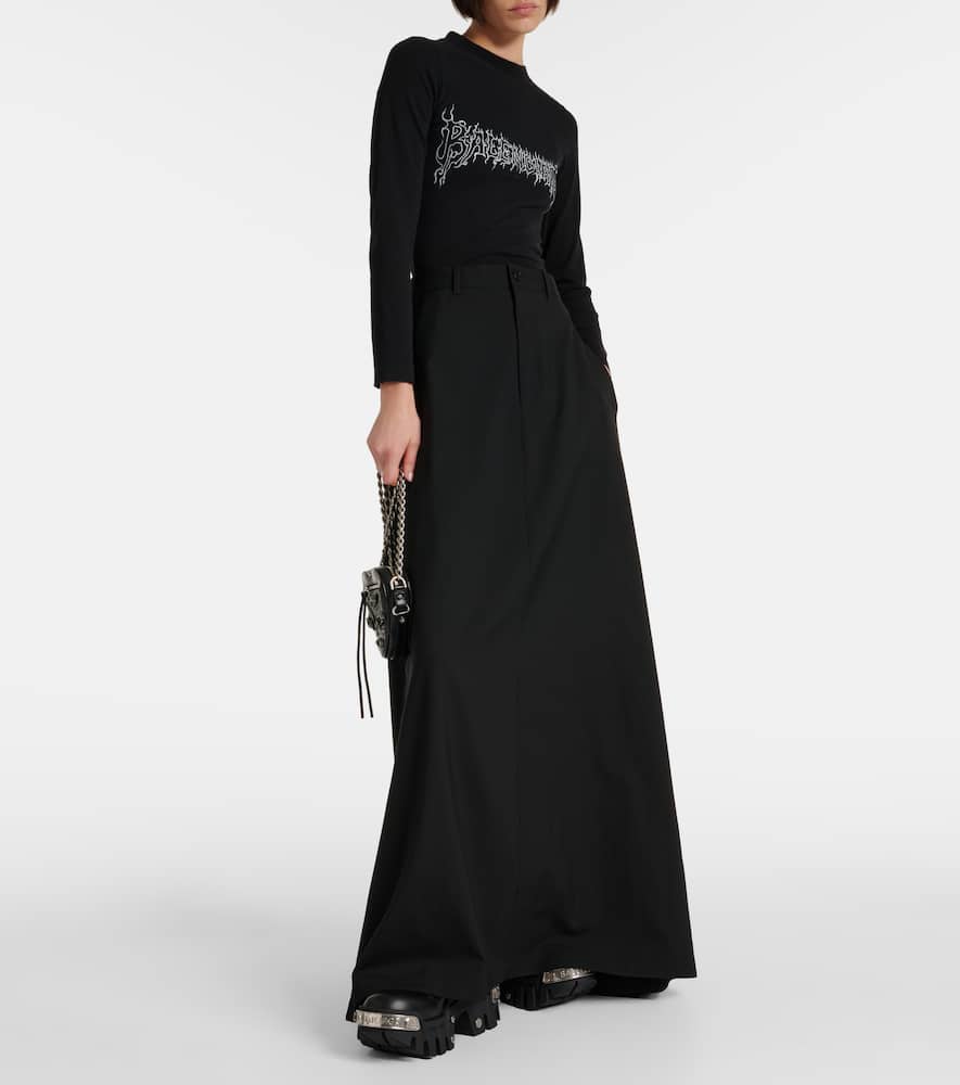 Balenciaga Hybrid Wool Skirt With Pants In Black