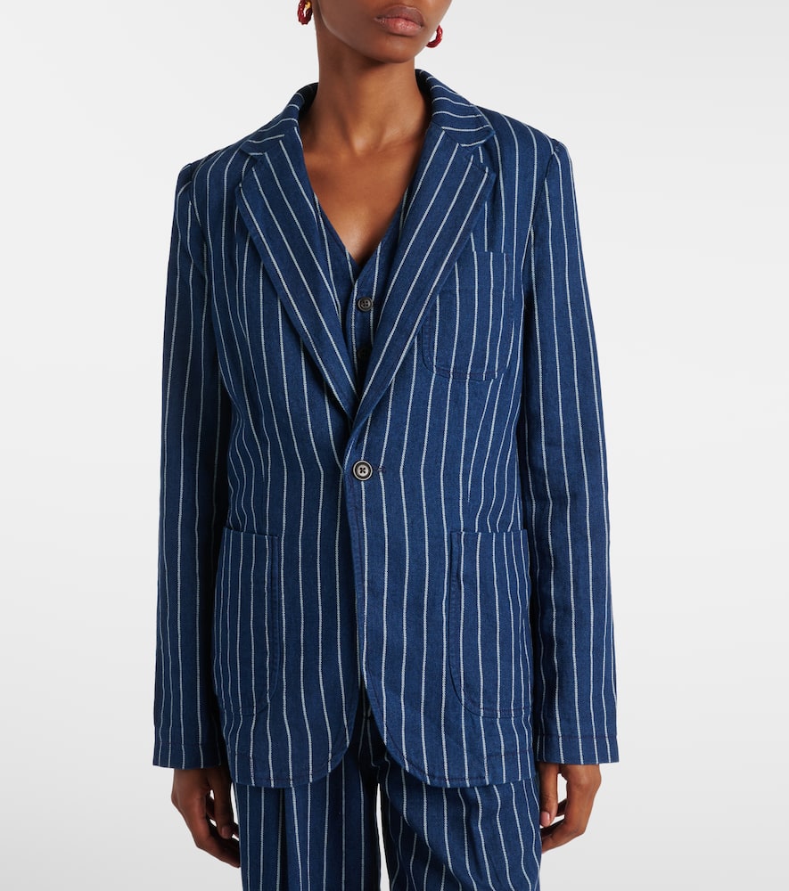 Polo Ralph Lauren Linen-cotton Pinstripe Blazer In Blue