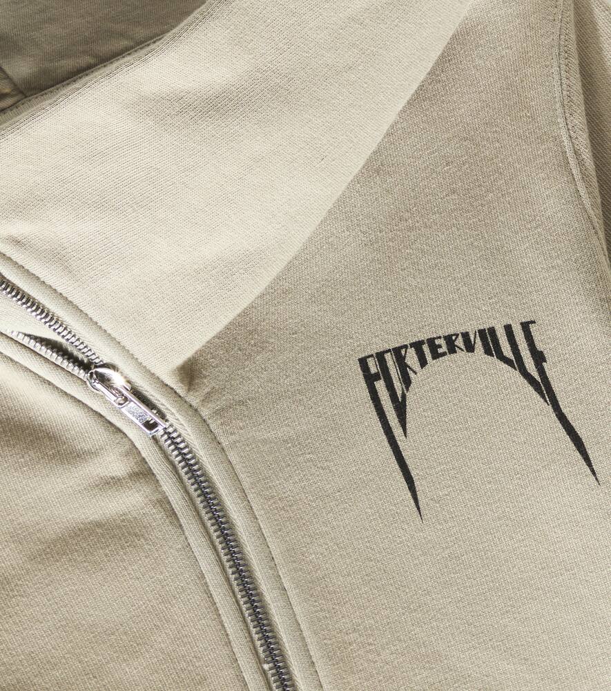 Rick Owens Mountain Cotton Fleece Zip-up Hoodie In Beige