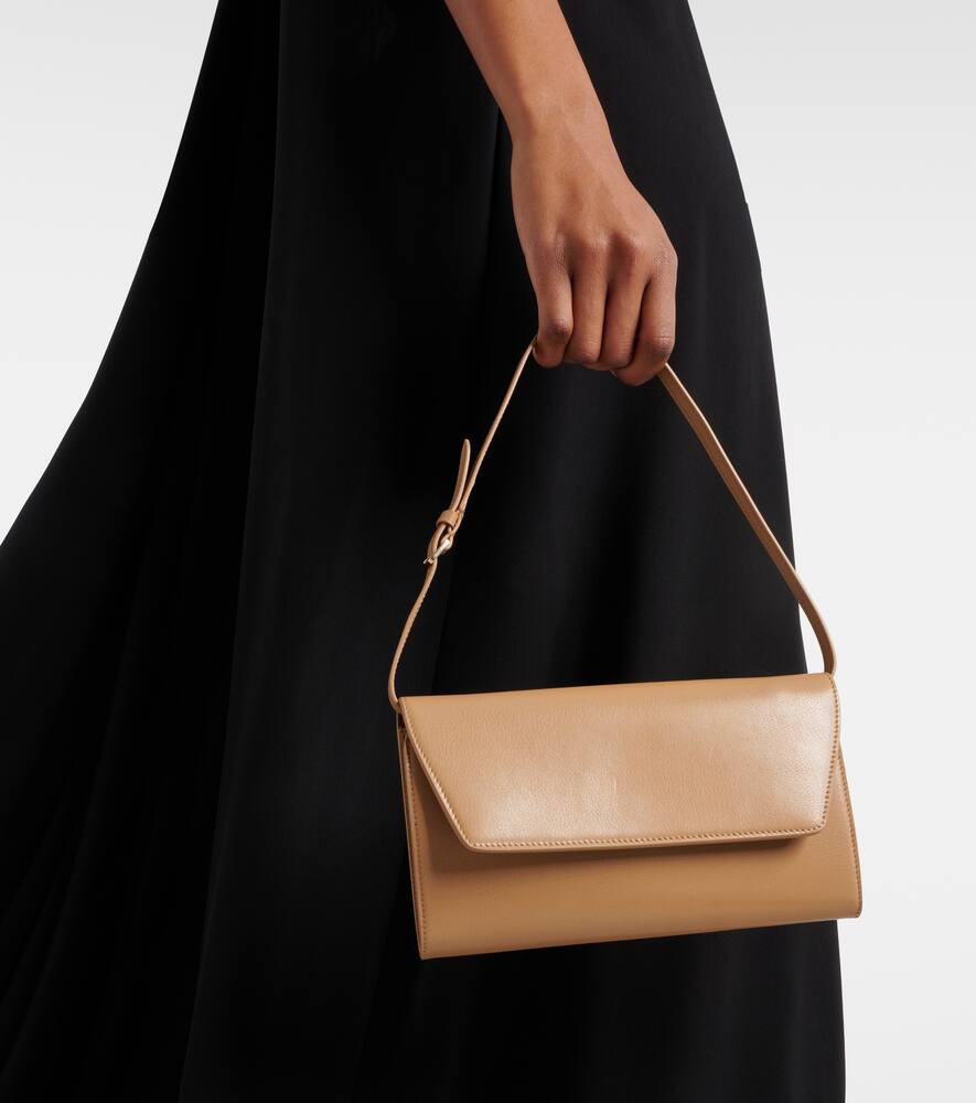 The Row Evening Leather Clutch In Warm Chestnut Light Gold