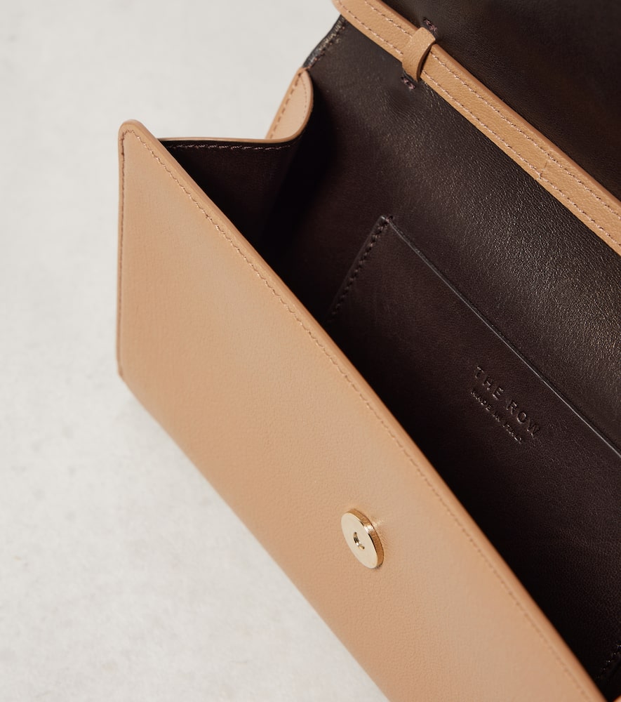 The Row Evening Leather Clutch In Warm Chestnut Light Gold