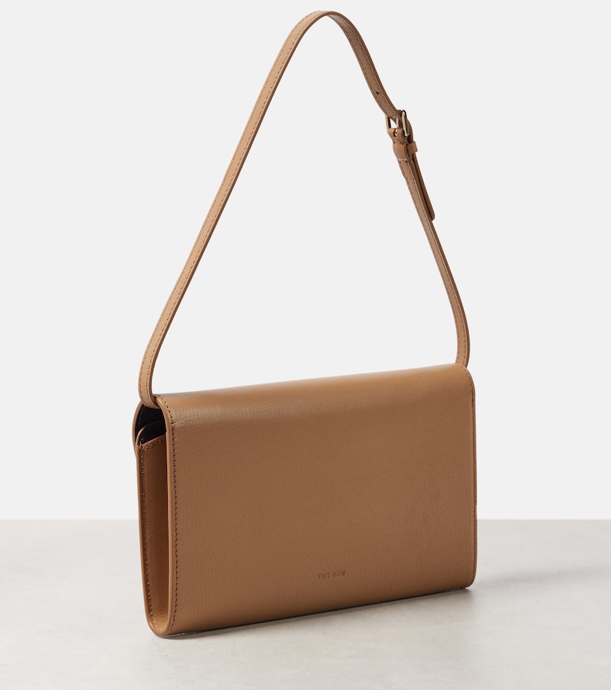 The Row Evening Leather Clutch In Warm Chestnut Light Gold