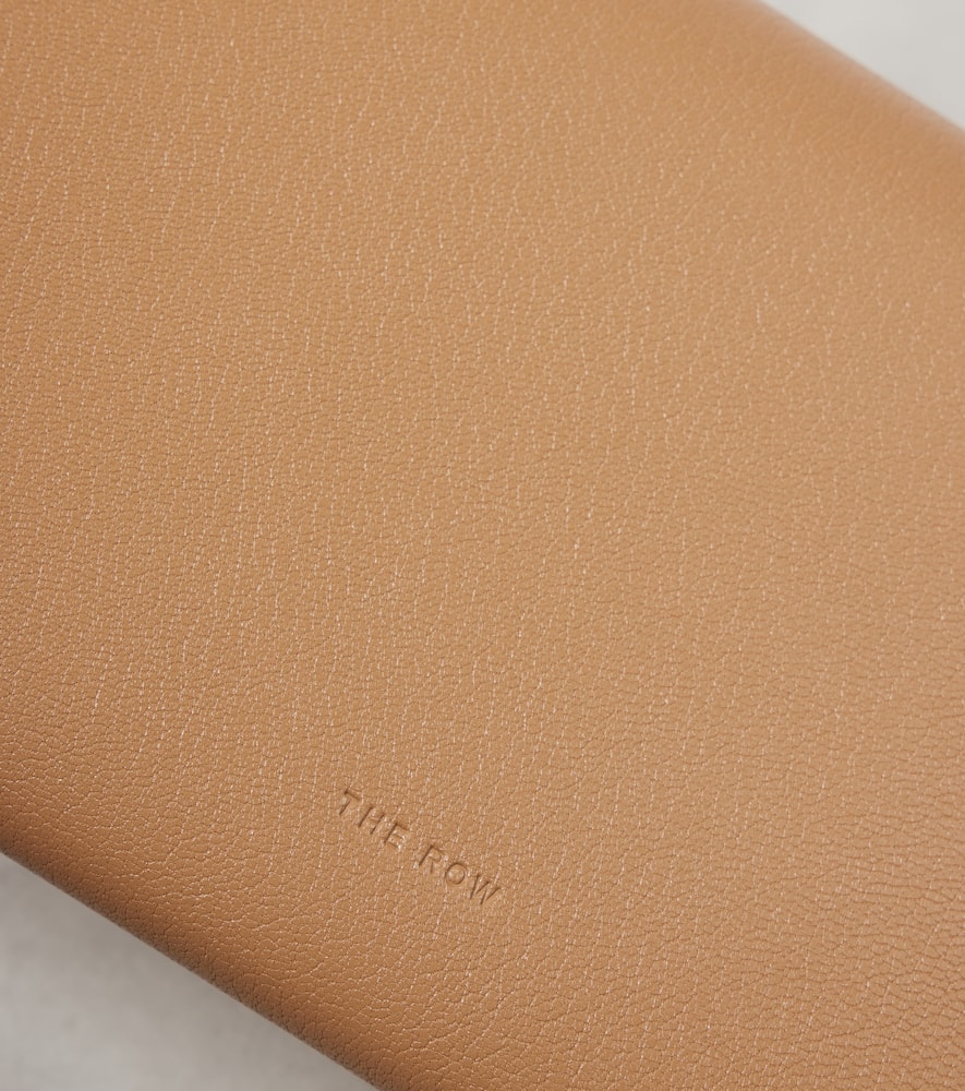The Row Evening Leather Clutch In Warm Chestnut Light Gold