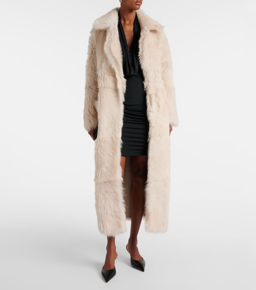 Nour Hammour Evita Shearling Coat In Neutrals