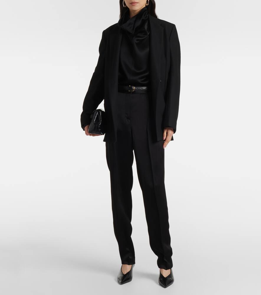 Totême High-rise Satin Straight Pants In Black