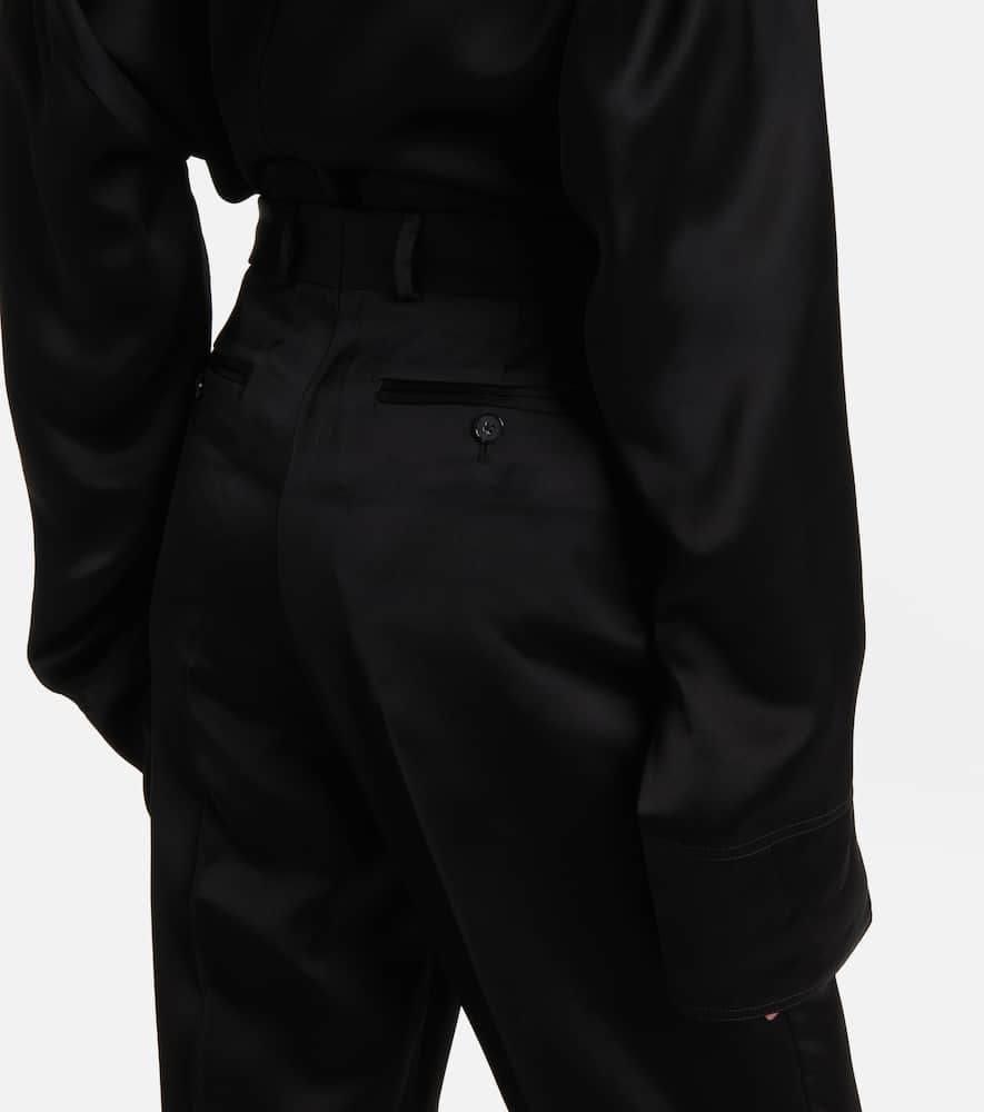 Totême High-rise Satin Straight Pants In Black