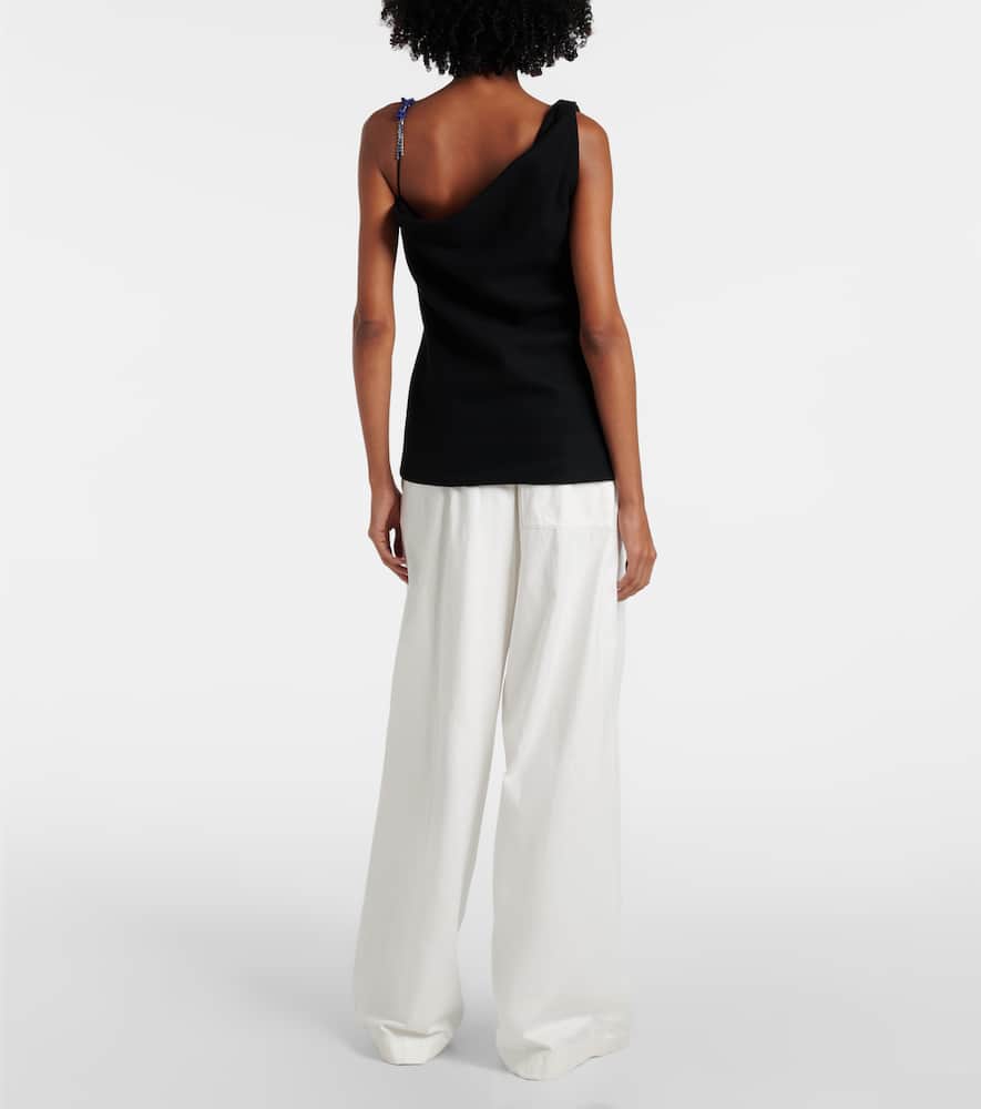 Dries Van Noten Embellished Draped Wool Top In Black