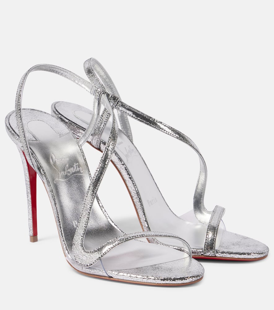 Christian Louboutin Rosalie 100 Mirrored Leather Sandals In Silver