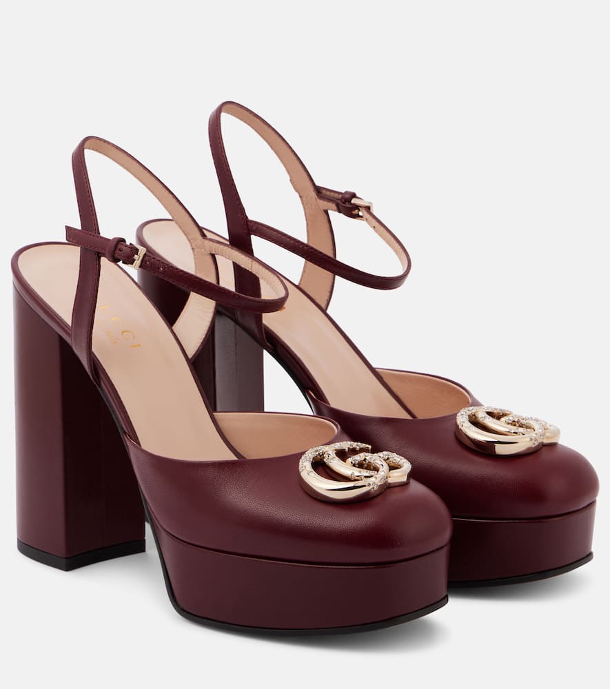 Double G leather platform pumps